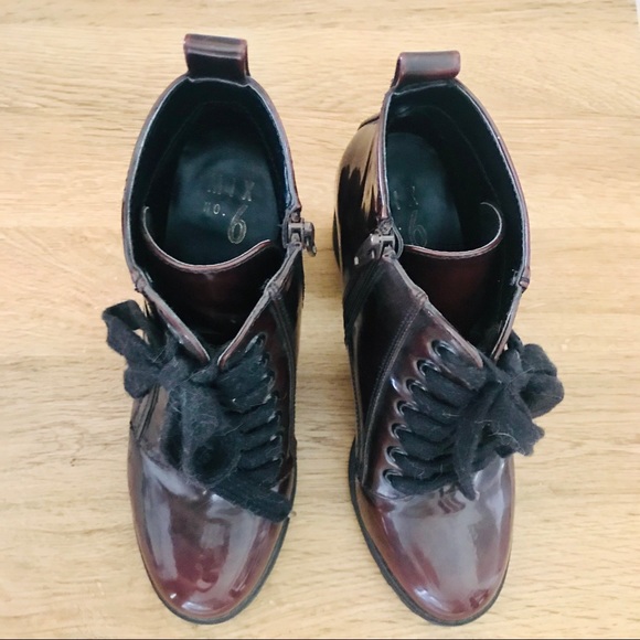 Vegan Patent Leather Lace Up Ankle Boot Size 7 - Picture 7 of 8